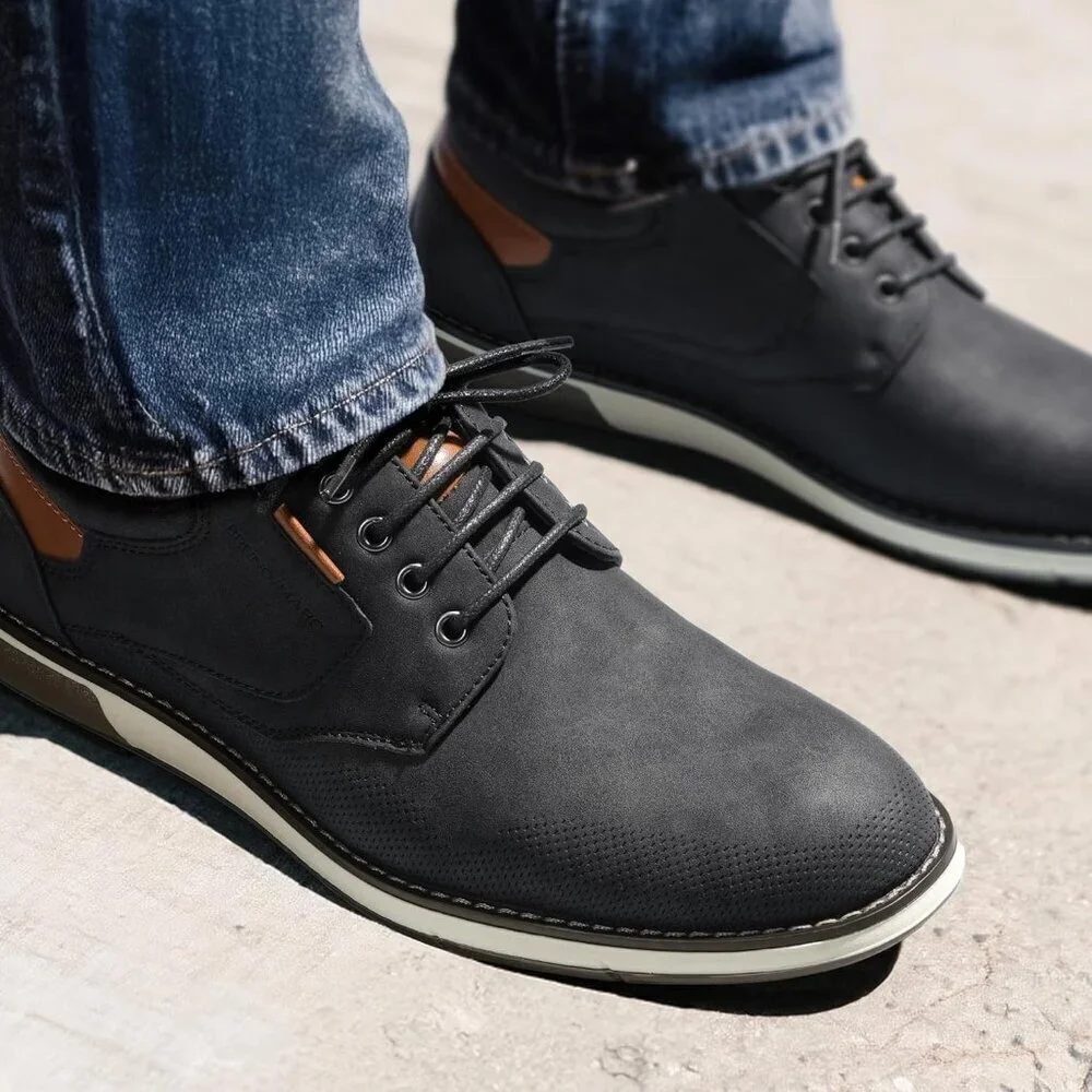 Casual Dress Oxford Shoes Men's Black-Waxy Business Formal Comfort Derby Sneaker